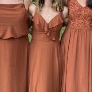 Rust Orange formal dress, Size 4, bridesmaid dress/gown, long orange gown